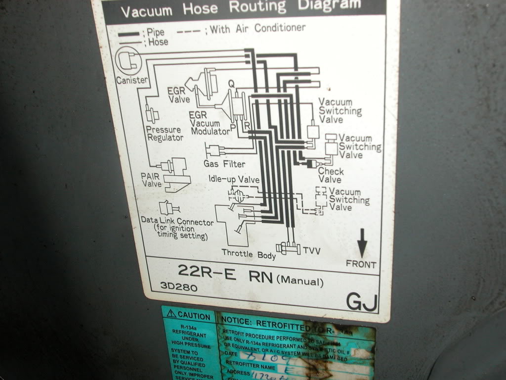 1992 Toyota Pickup 22Re Vacuum Diagram 1