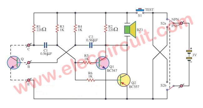 Transistor Tester Circuit Diagram 1