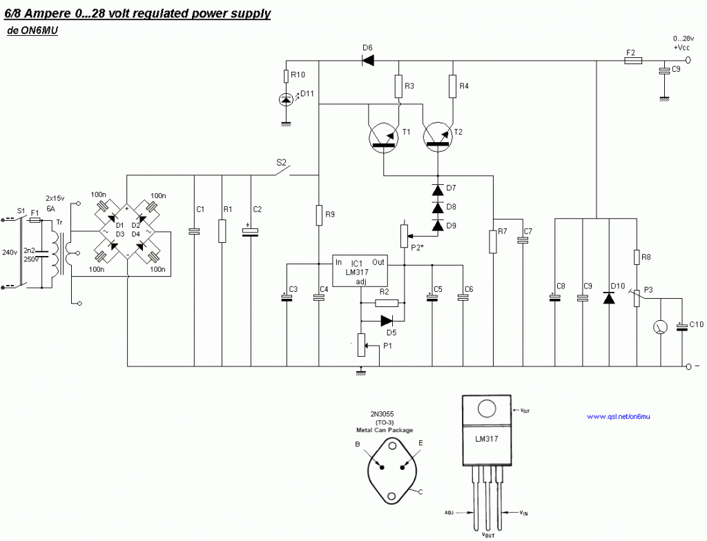 Variable Regulated Power Supply Circuit Diagram 1