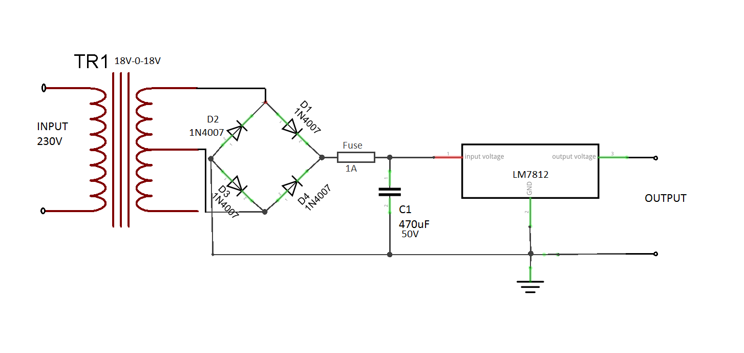 12V Power Supply Circuit Diagram With Led 1
