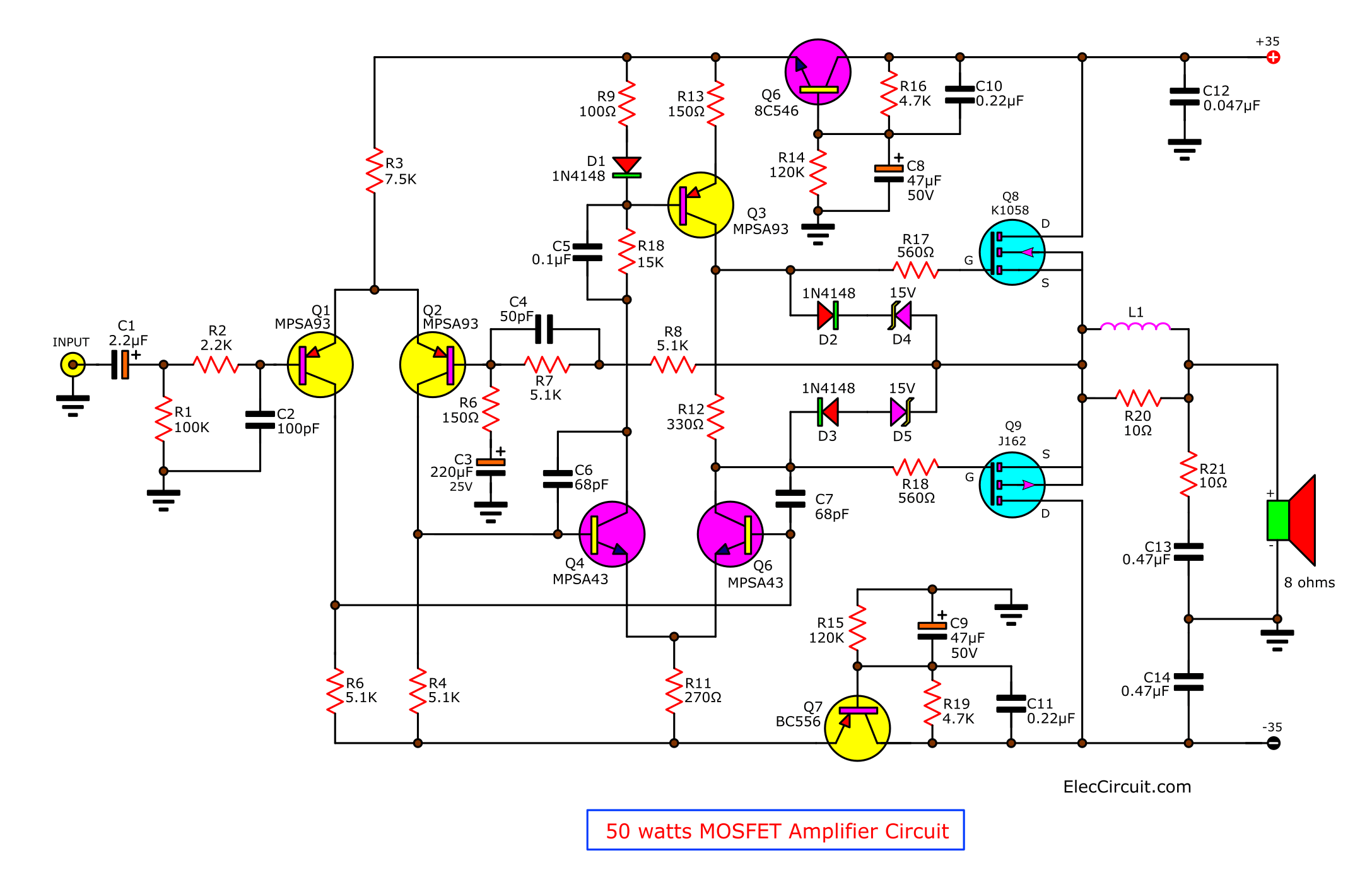 Simple Mosfet Amplifier Circuit Diagram 1