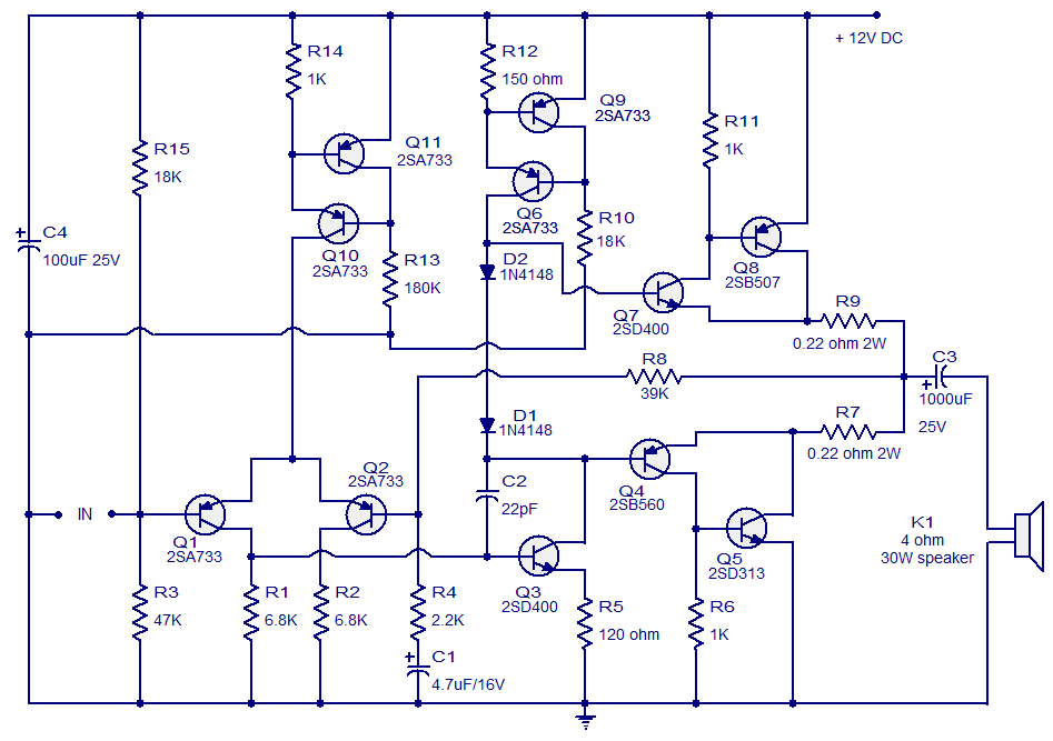 Class A Power Amplifier Circuit Diagram 1