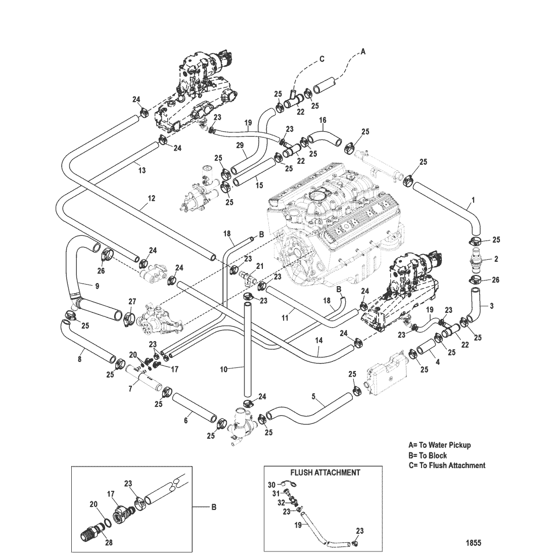 Mercruiser 7.4 Cooling System Diagram 1