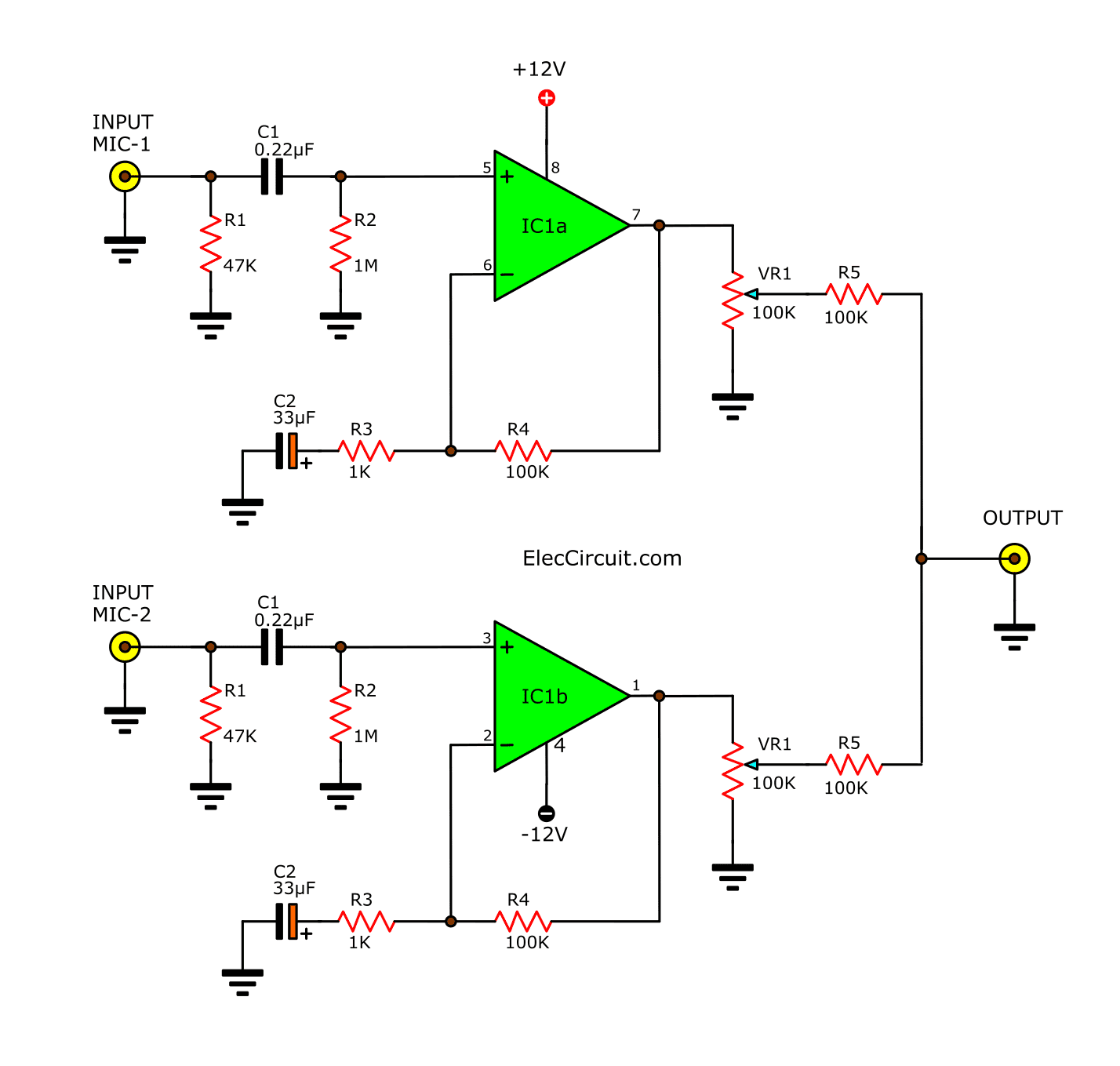 Stereo Preamplifier Circuit Diagram 1