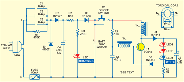 Led Rechargeable Emergency Light Circuit Diagram 1