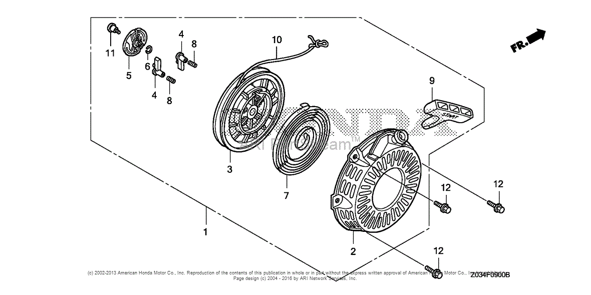Honda Recoil Starter Assembly Diagram 1