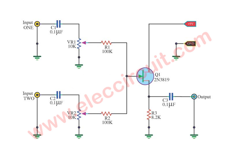 8 Channel Audio Mixer Circuit Diagram 1