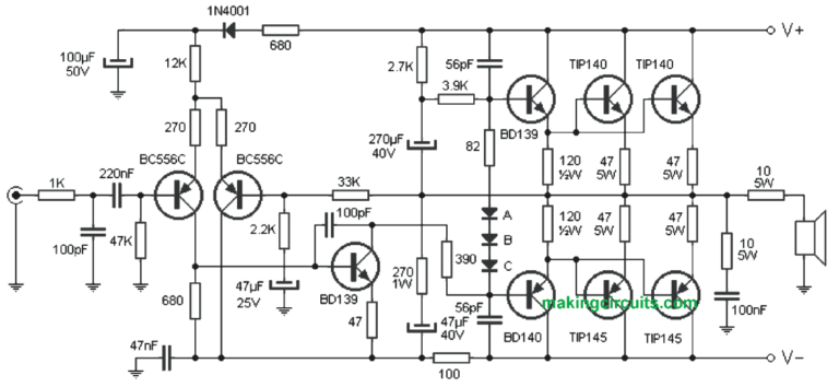 300W Amplifier Circuit Diagram 1