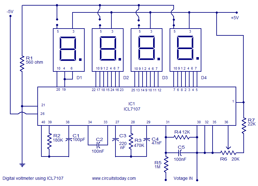 Icl7107 Voltmeter Circuit Diagram 1