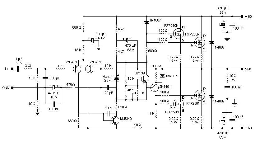 200W Amplifier Circuit Diagram 1