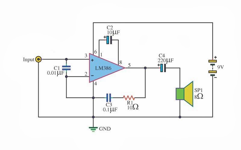 Lm386 Audio Amplifier Circuit Diagram 1